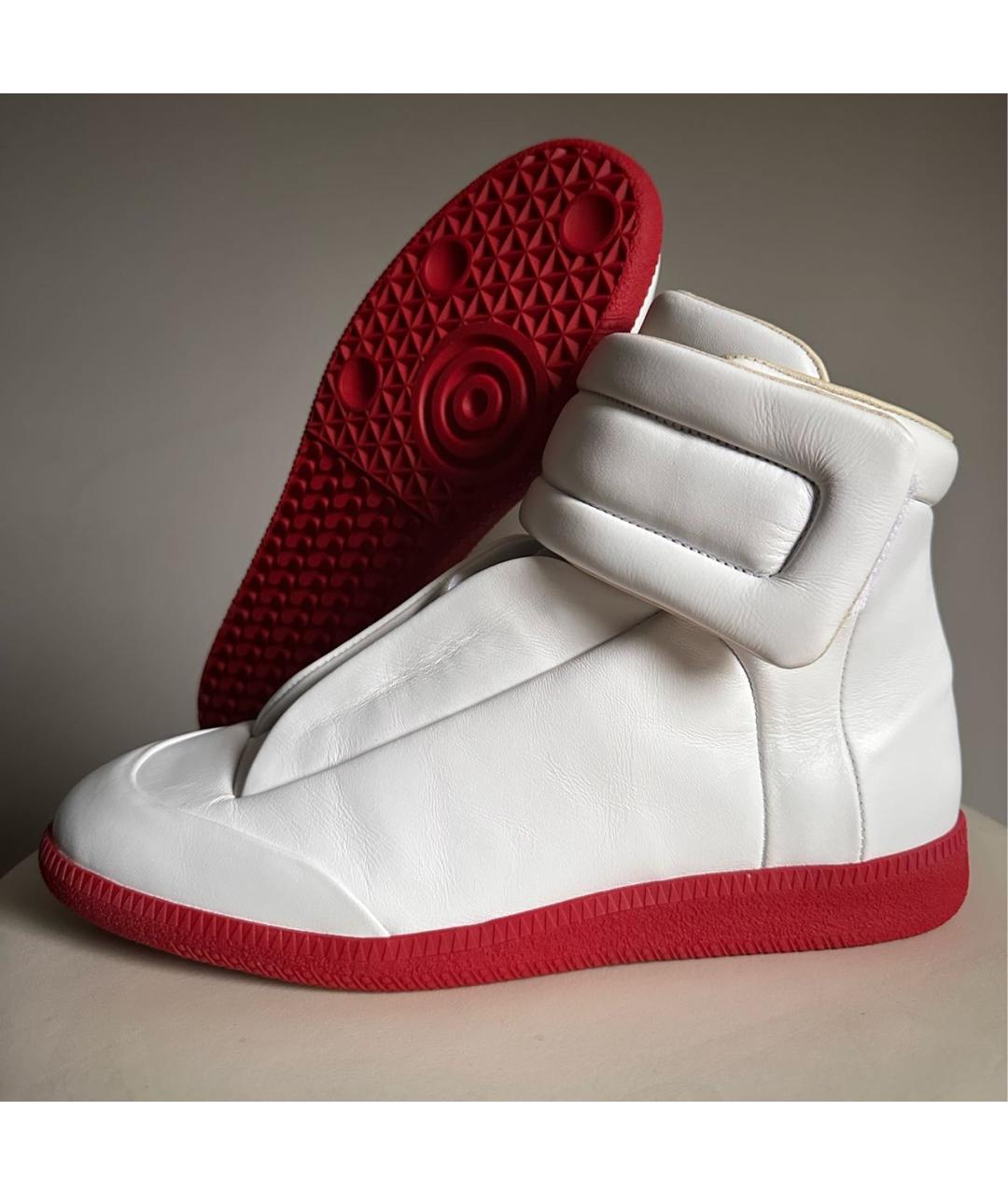 MAISON MARGIELA Белые кожаные высокие кроссовки / кеды, фото 4