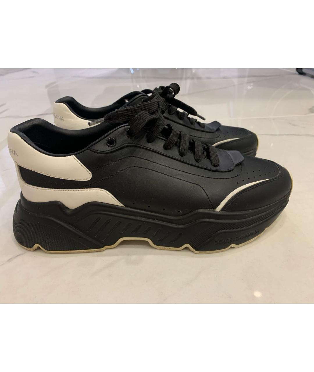 DOLCE&GABBANA Черные кожаные низкие ботинки, фото 7