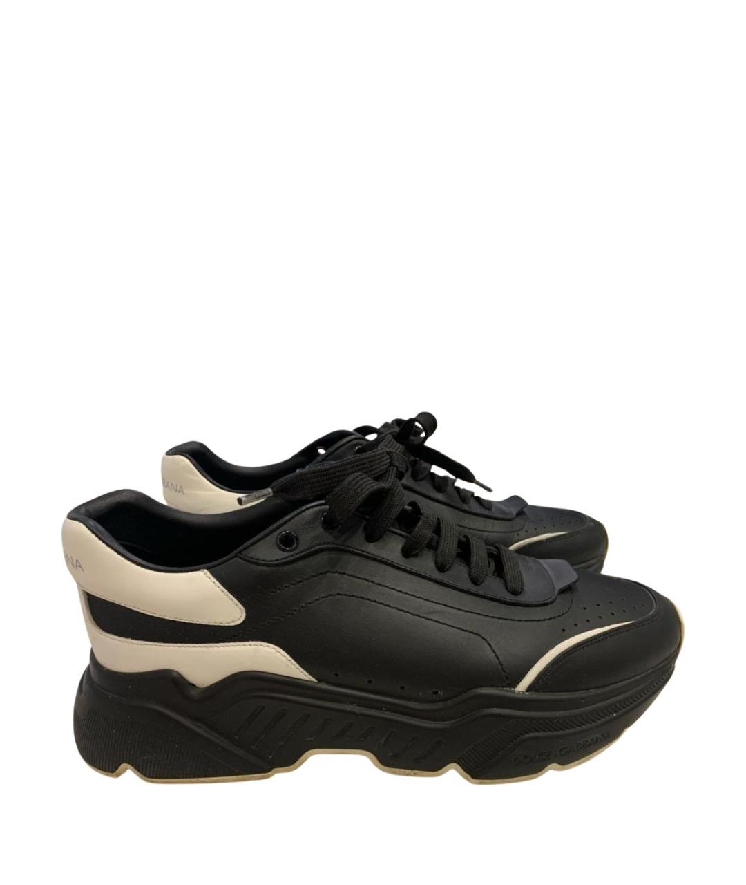 DOLCE&GABBANA Черные кожаные низкие ботинки, фото 1