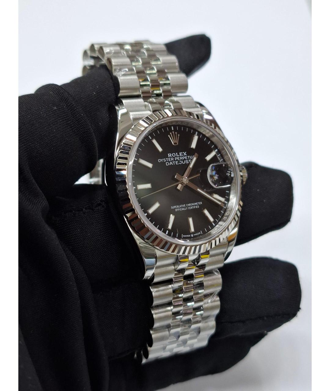 ROLEX Черные часы из белого золота, фото 3
