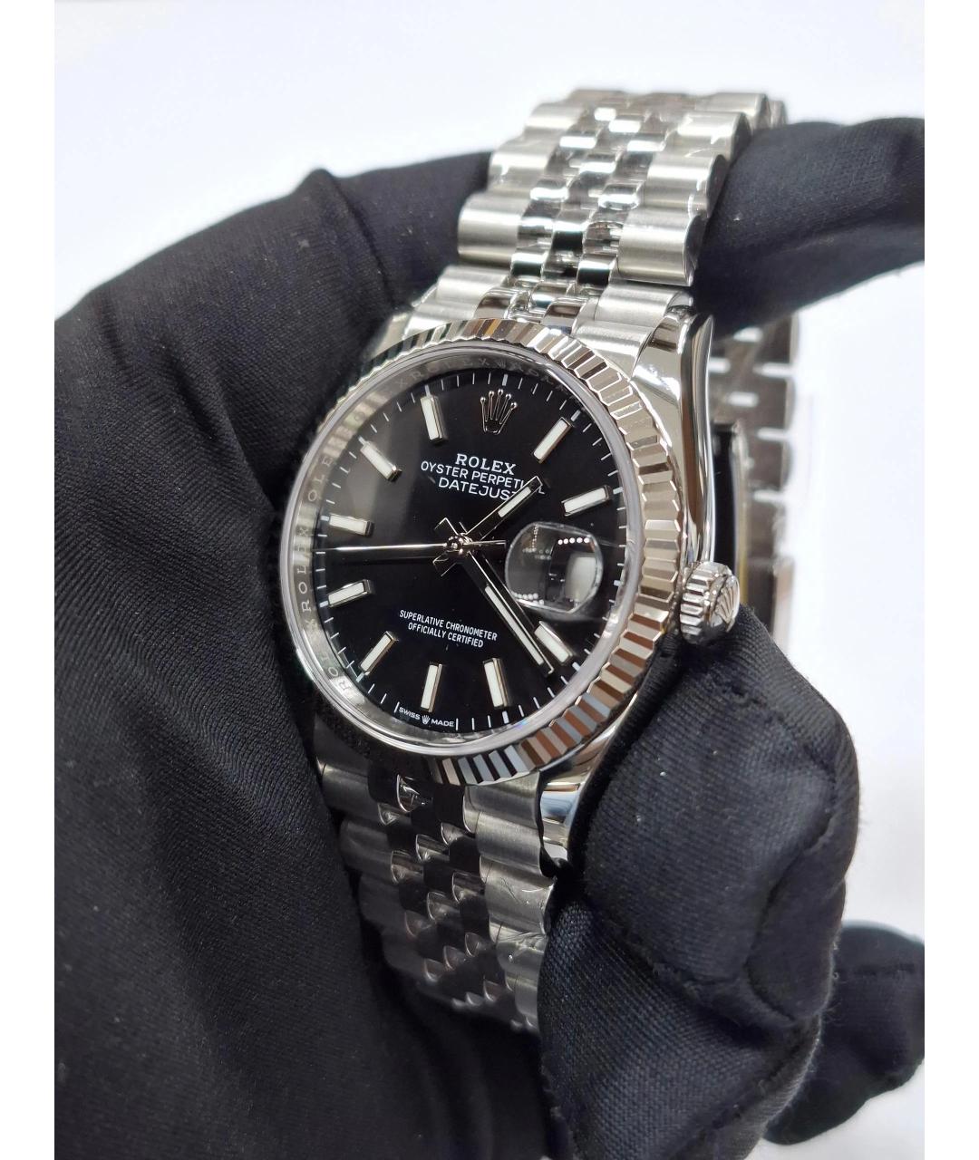 ROLEX Черные часы из белого золота, фото 2