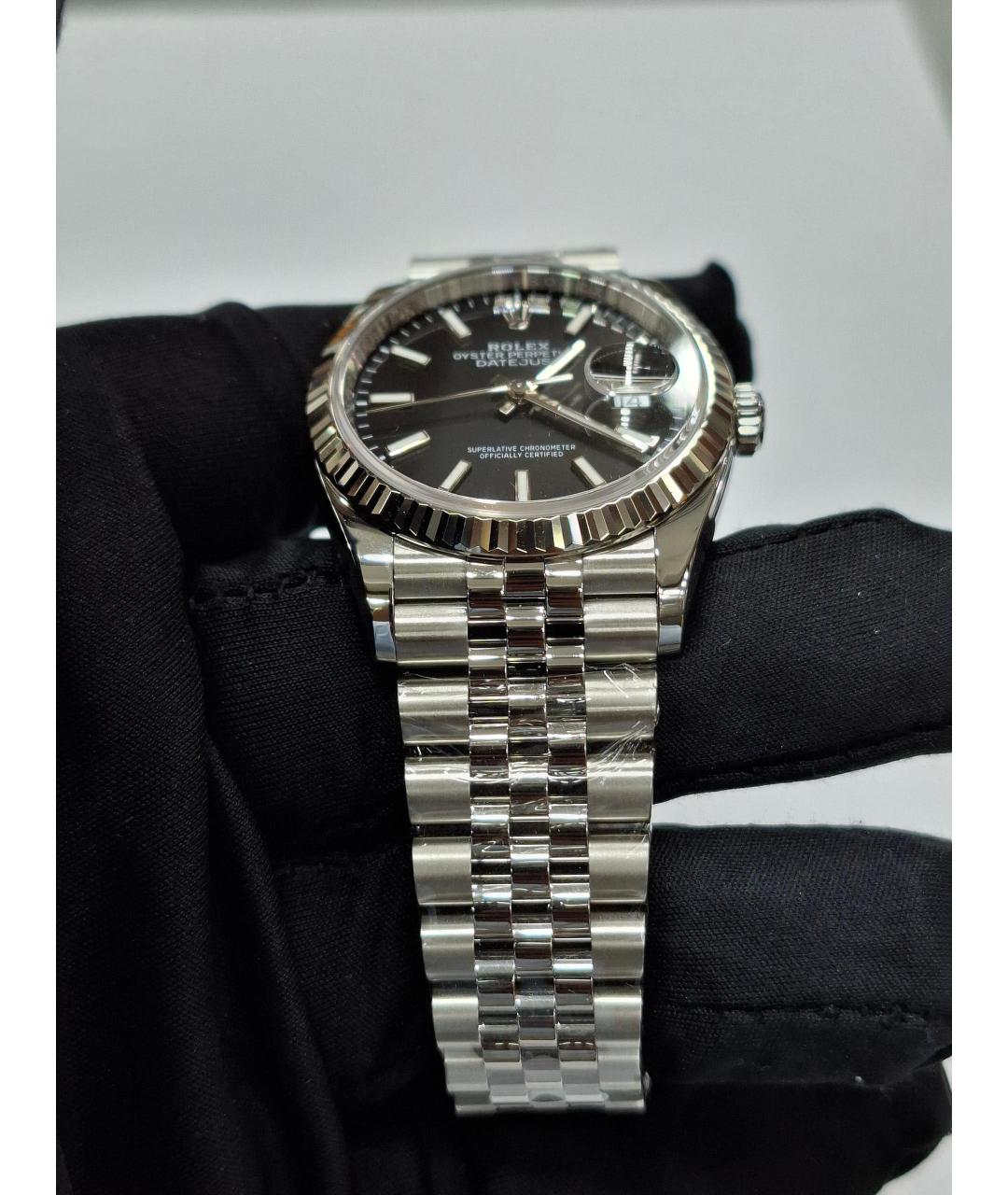 ROLEX Черные часы из белого золота, фото 4