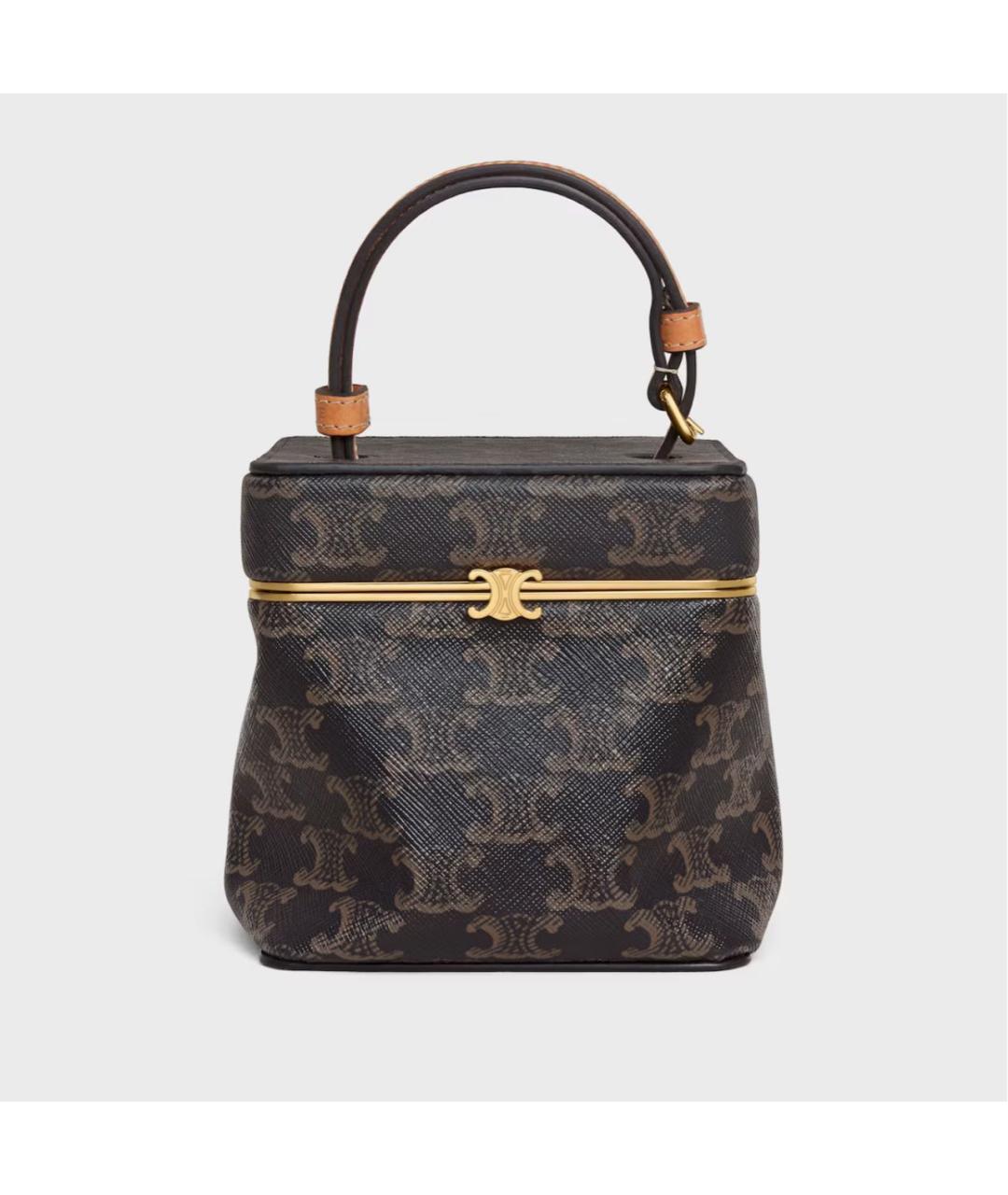 CELINE Коричневая кожаная сумка с короткими ручками, фото 5