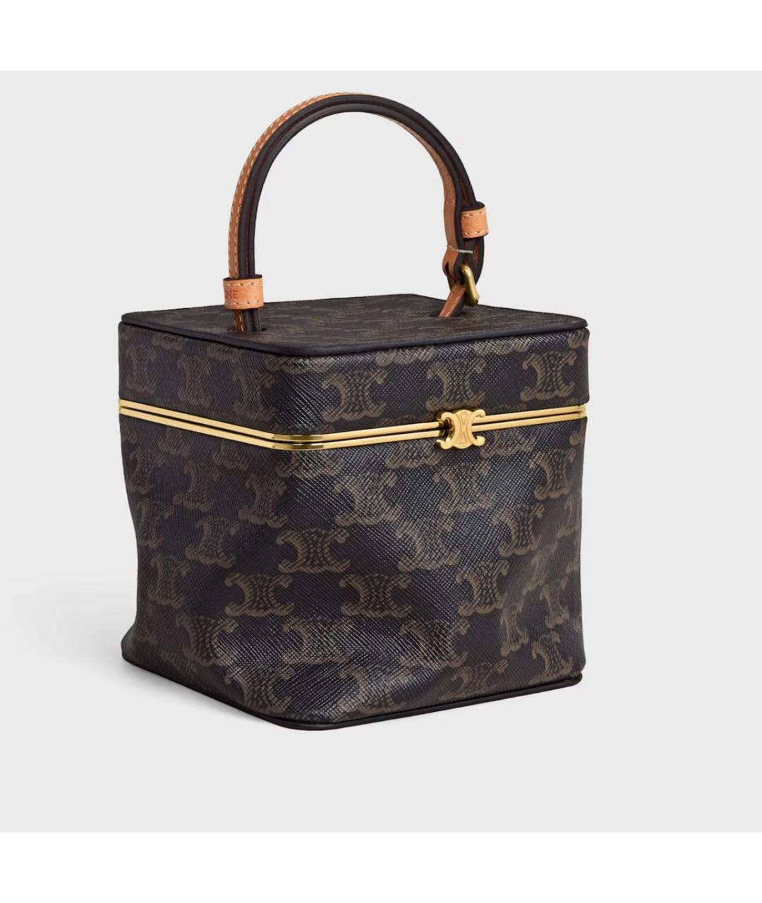 CELINE Коричневая кожаная сумка с короткими ручками, фото 3