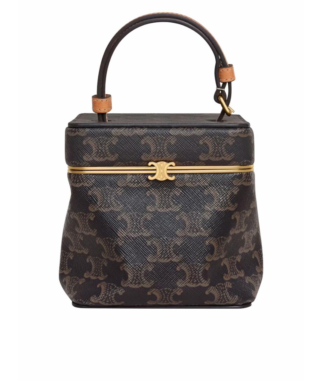 CELINE Коричневая кожаная сумка с короткими ручками, фото 1