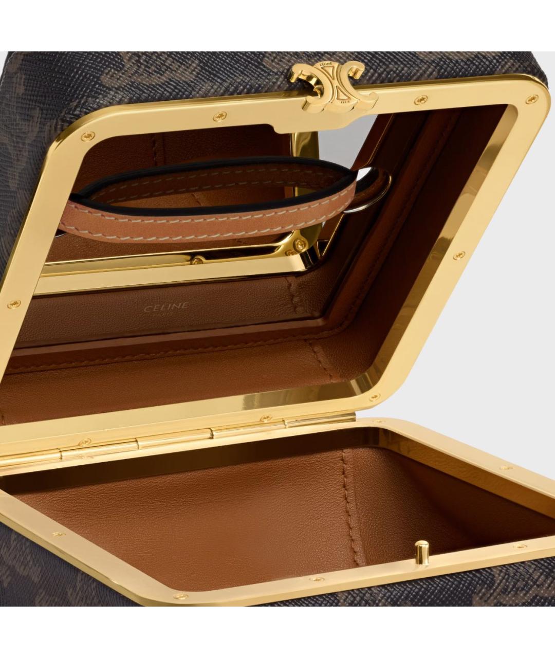 CELINE Коричневая кожаная сумка с короткими ручками, фото 2