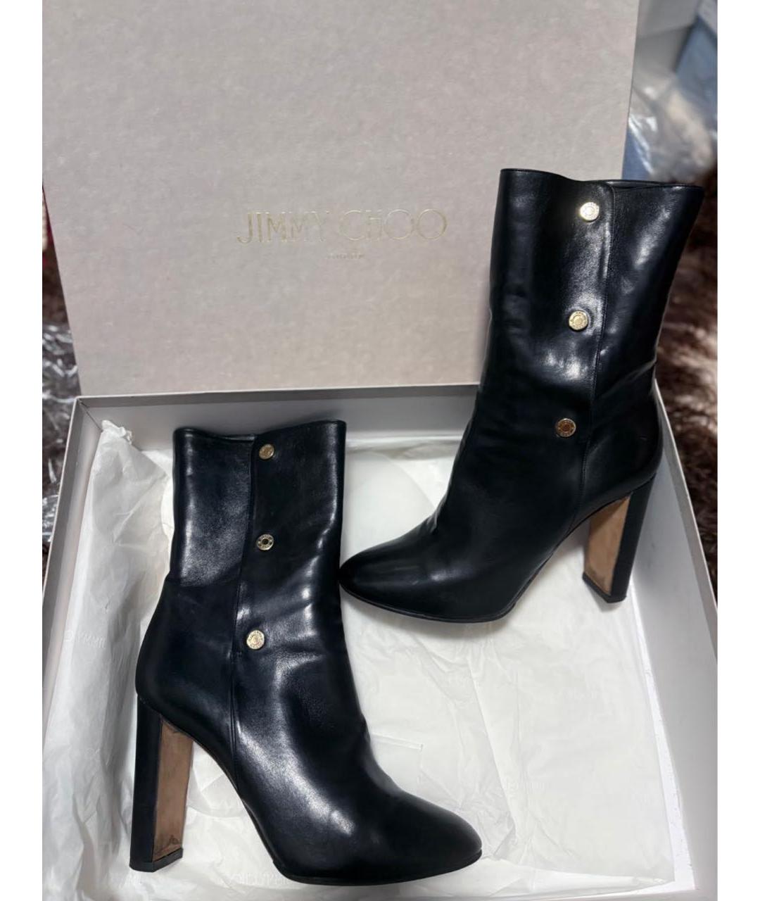 JIMMY CHOO Черные кожаные сапоги, фото 2