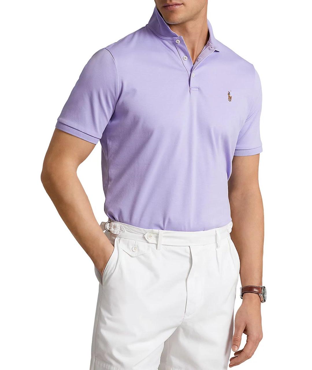 POLO RALPH LAUREN Фиолетовое хлопковое поло с коротким рукавом, фото 5