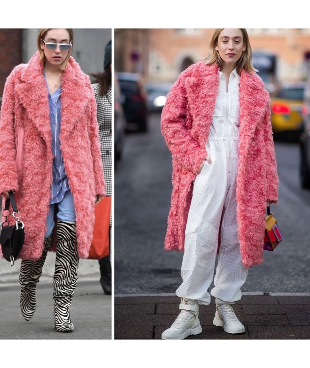 SPORTMAX Коралловая шерстяная шуба, фото 3