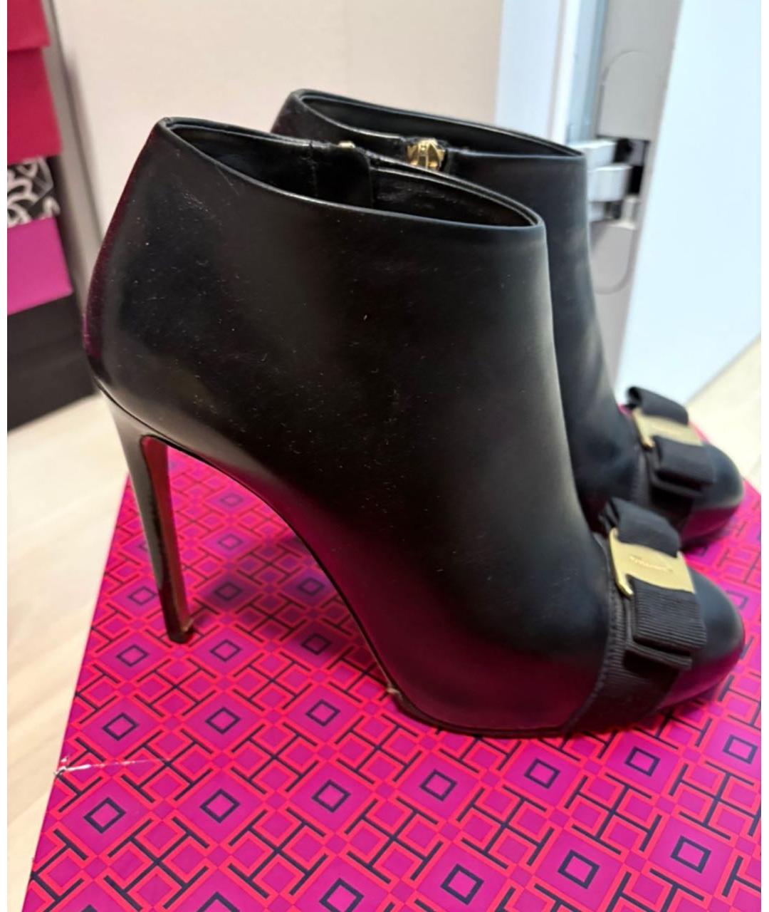 FERRAGAMO Черные кожаные ботильоны, фото 3