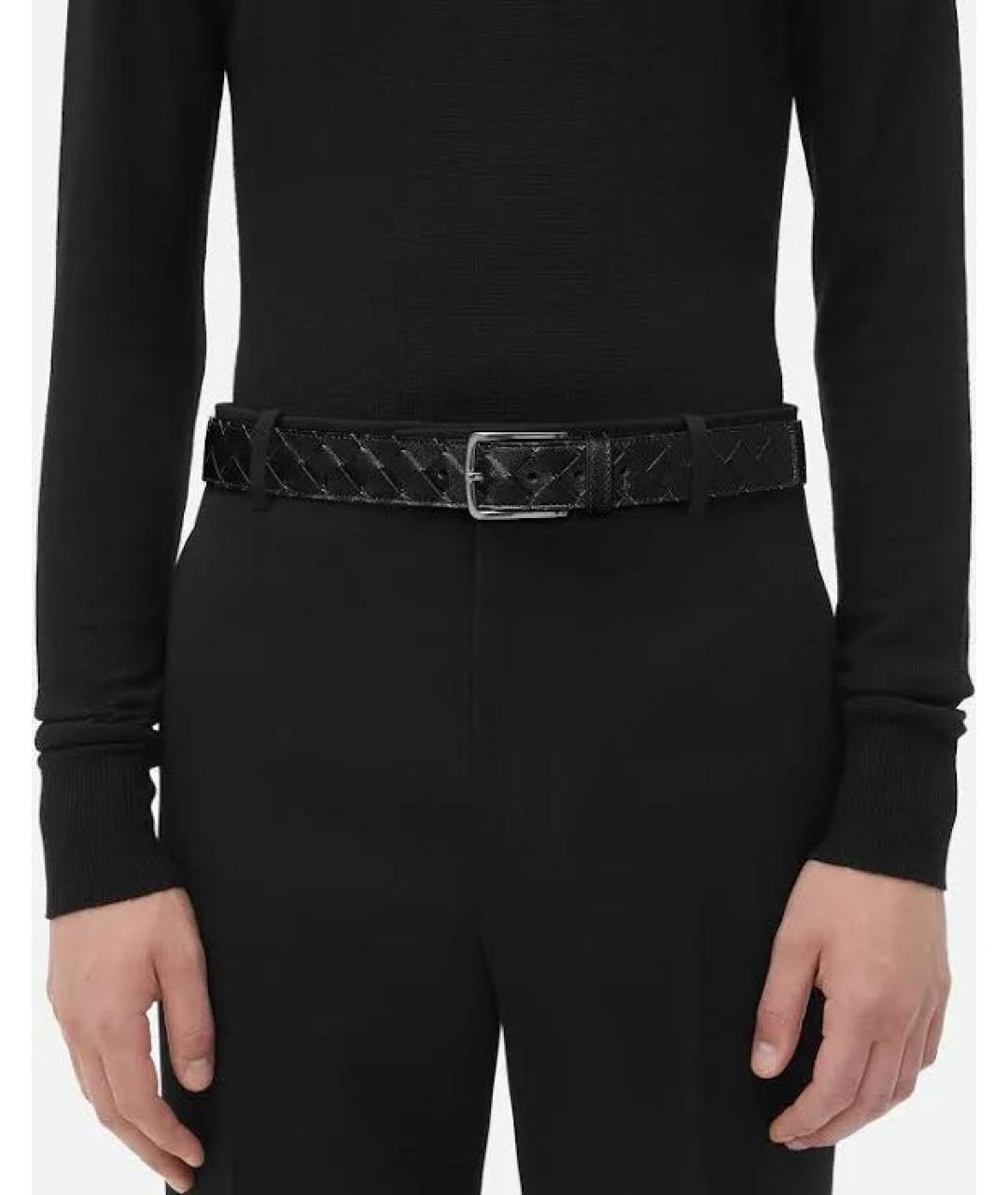 BOTTEGA VENETA Черный кожаный ремень, фото 4