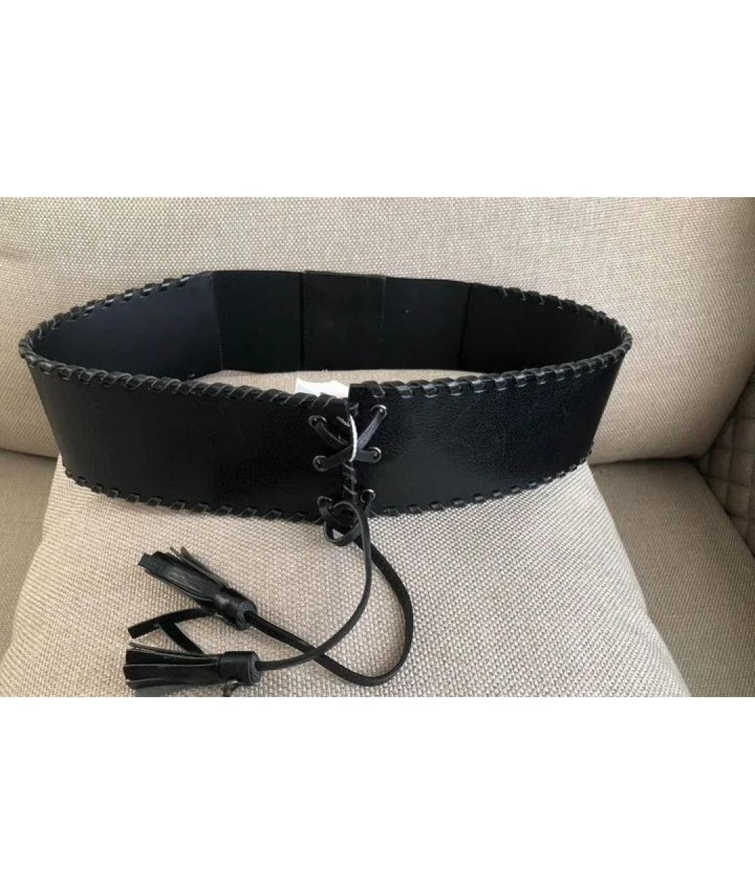 WEEKEND MAX MARA Черный кожаный ремень, фото 4