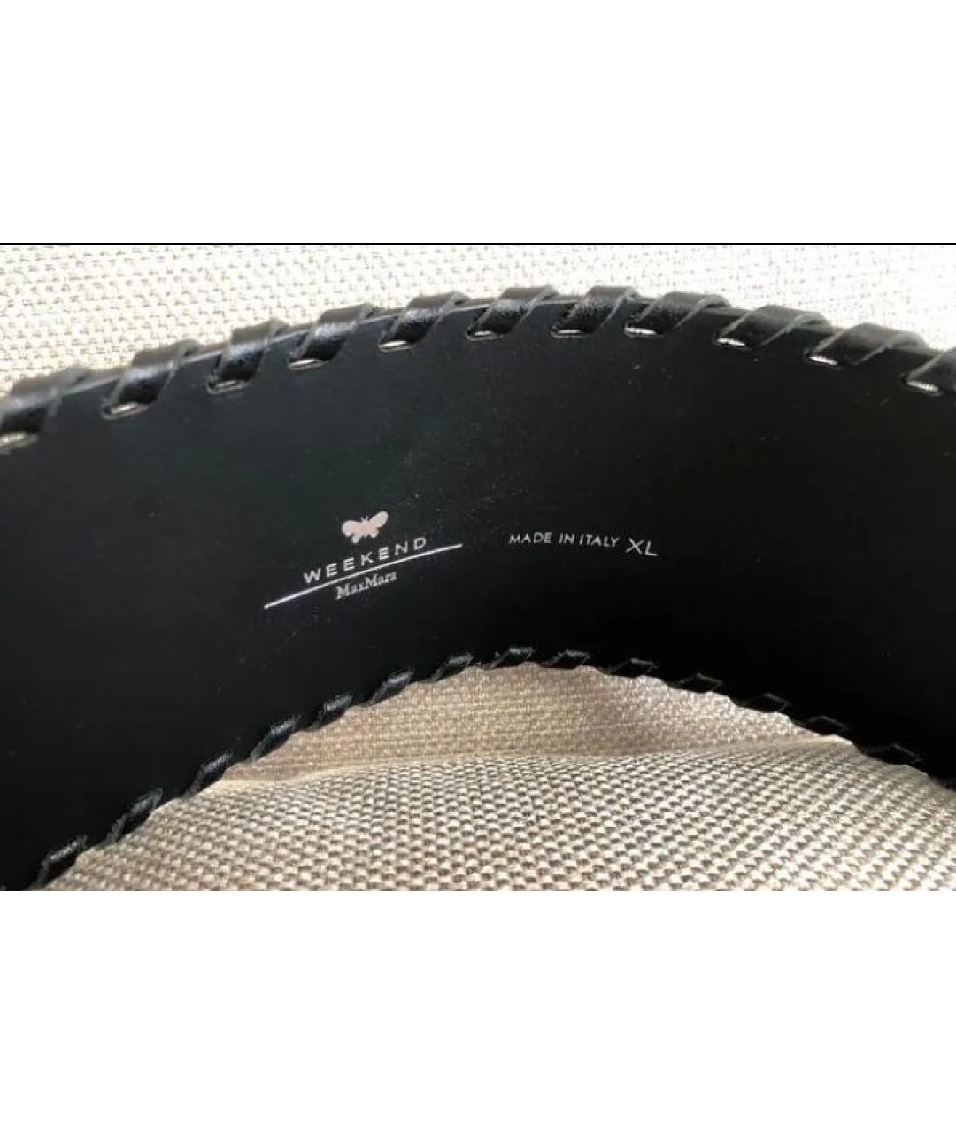 WEEKEND MAX MARA Черный кожаный ремень, фото 6