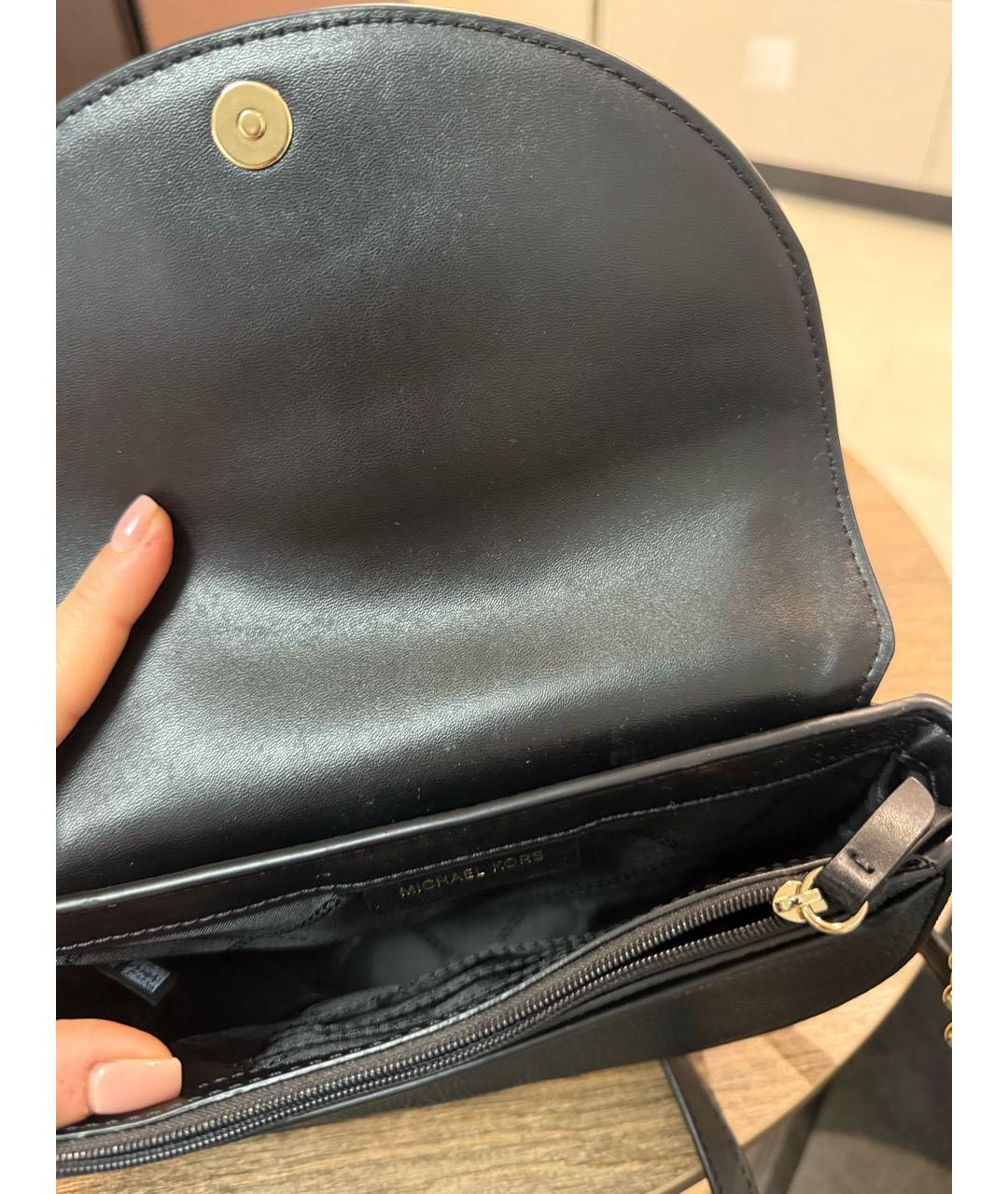 MICHAEL KORS Черная кожаная сумка через плечо, фото 4