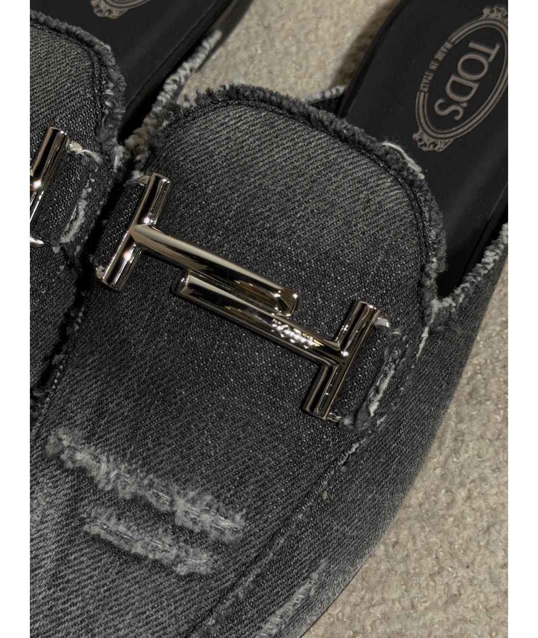 TOD'S Серые текстильные мюли, фото 8