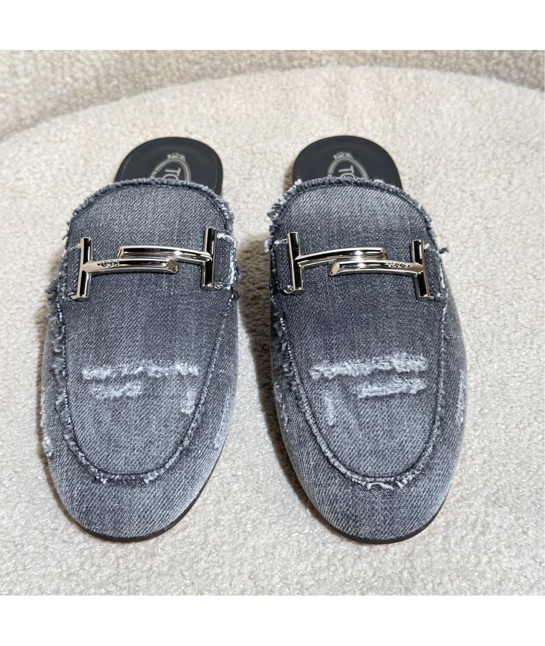 TOD'S Серые текстильные мюли, фото 2