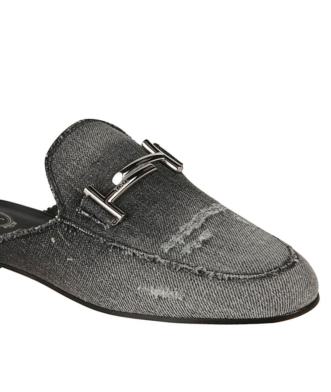 TOD'S Серые текстильные мюли, фото 6