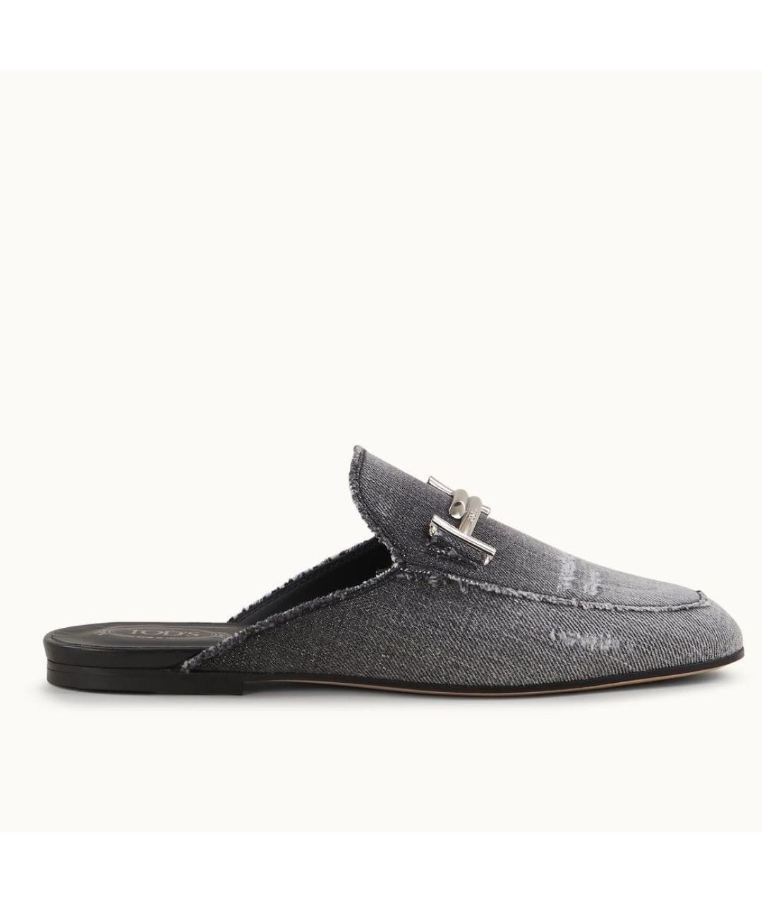 TOD'S Серые текстильные мюли, фото 9