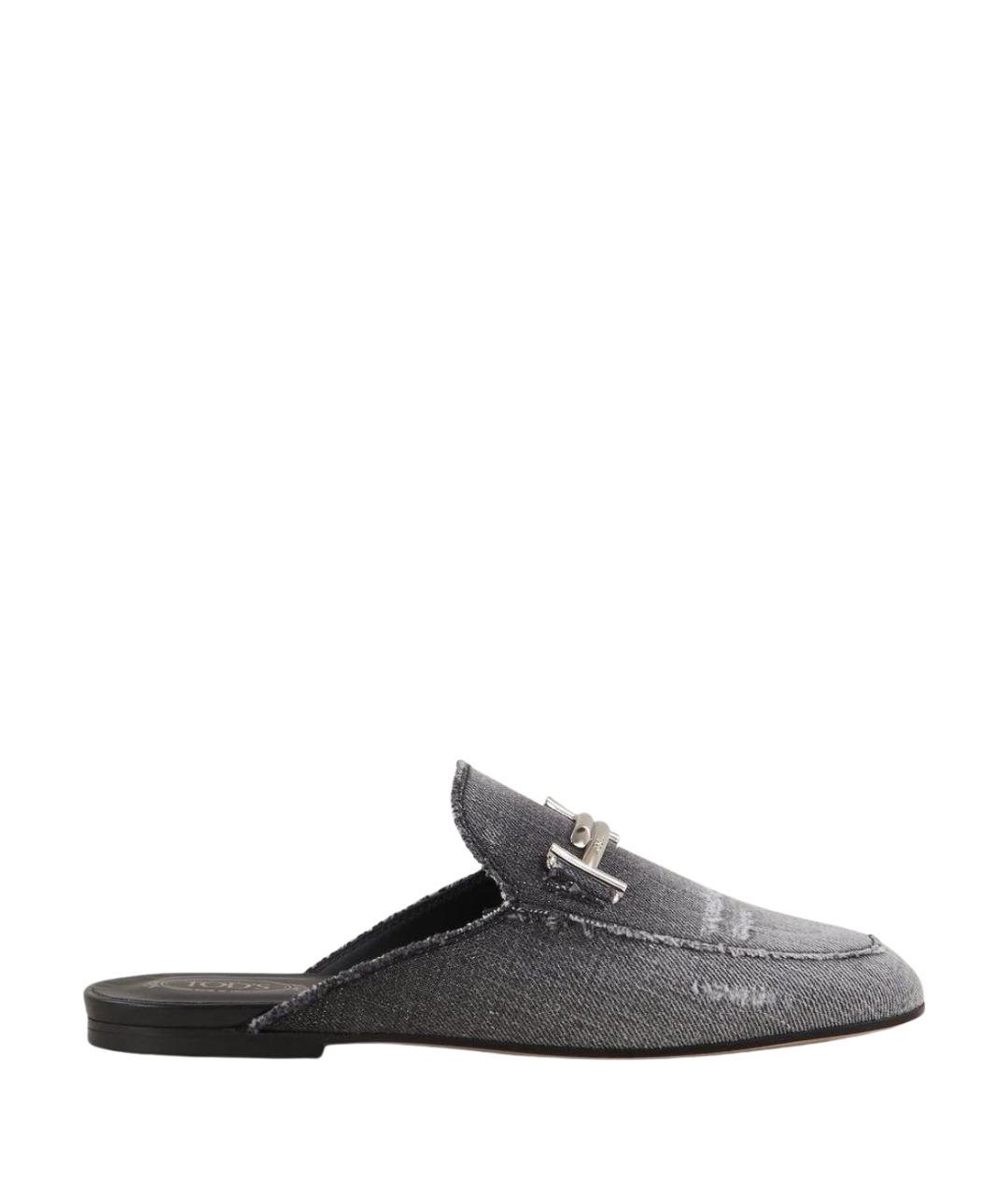 TOD'S Серые текстильные мюли, фото 1