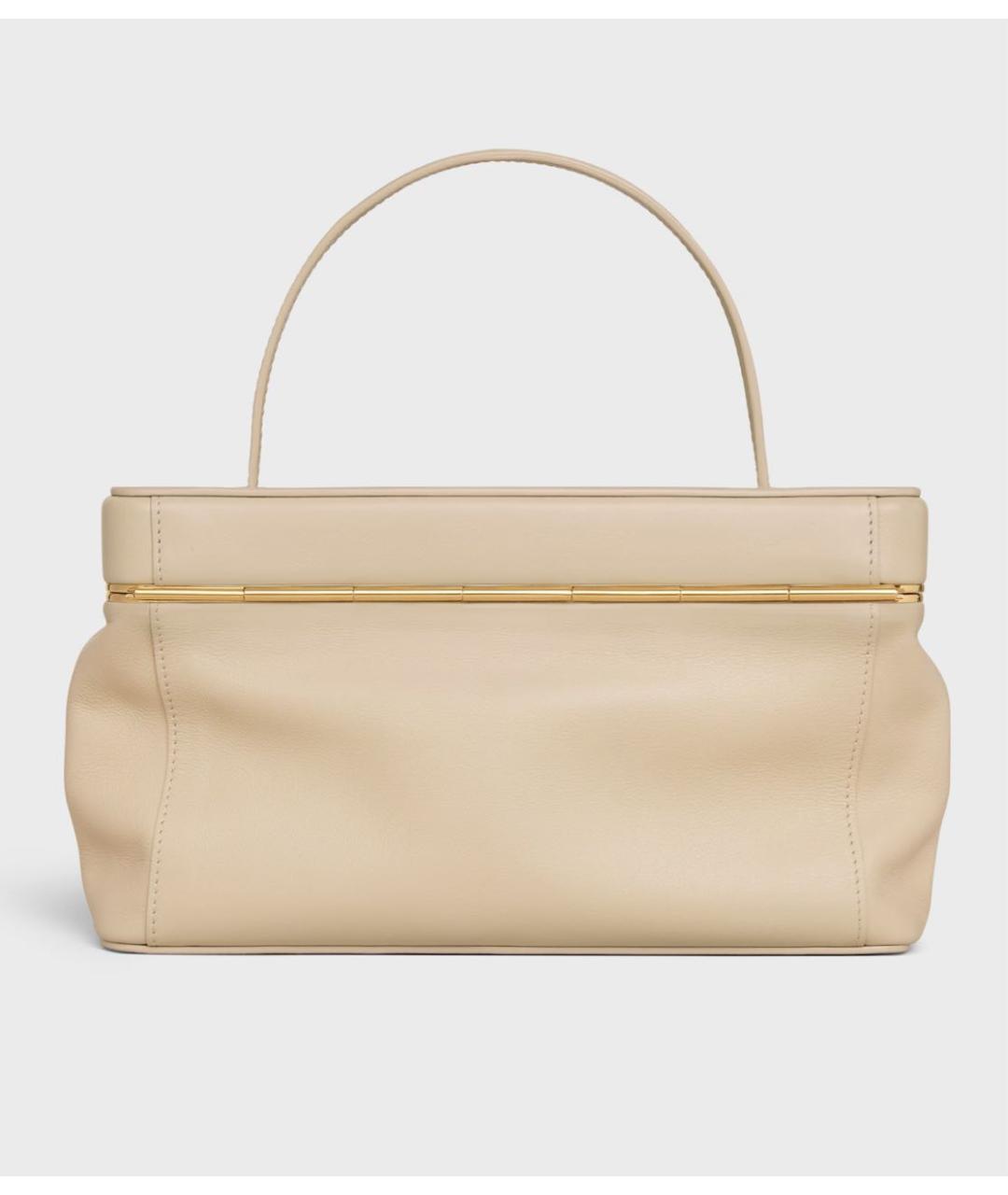 CELINE Бежевая кожаная сумка с короткими ручками, фото 3
