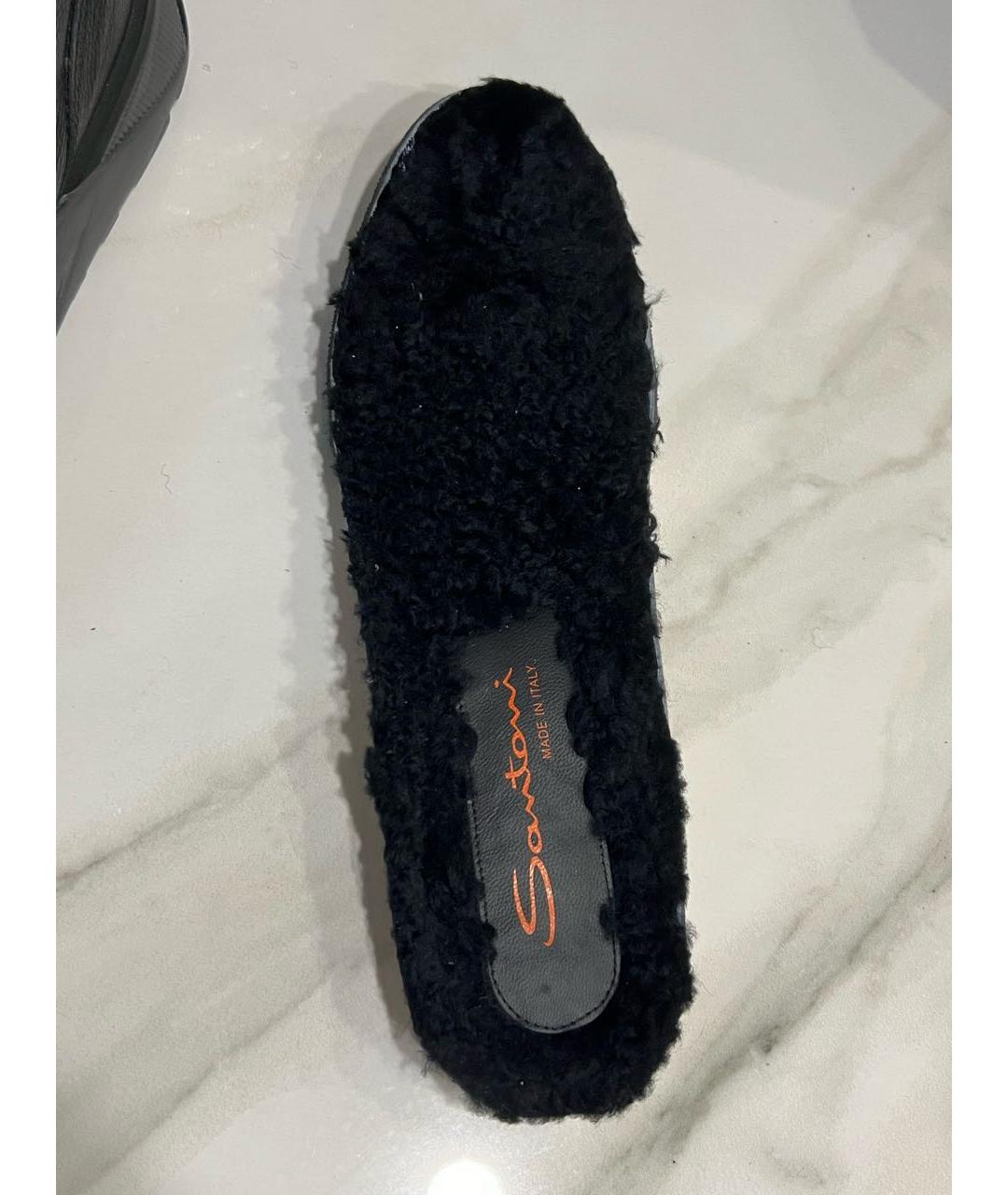 SANTONI Черные кожаные низкие кроссовки / кеды, фото 6