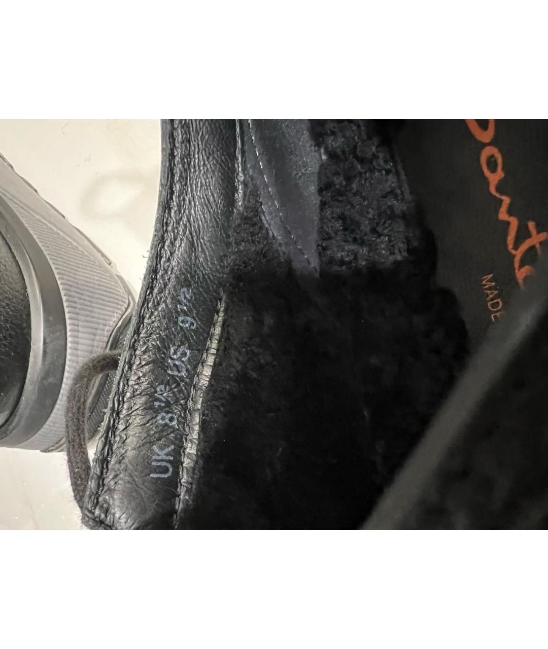 SANTONI Черные кожаные низкие кроссовки / кеды, фото 7