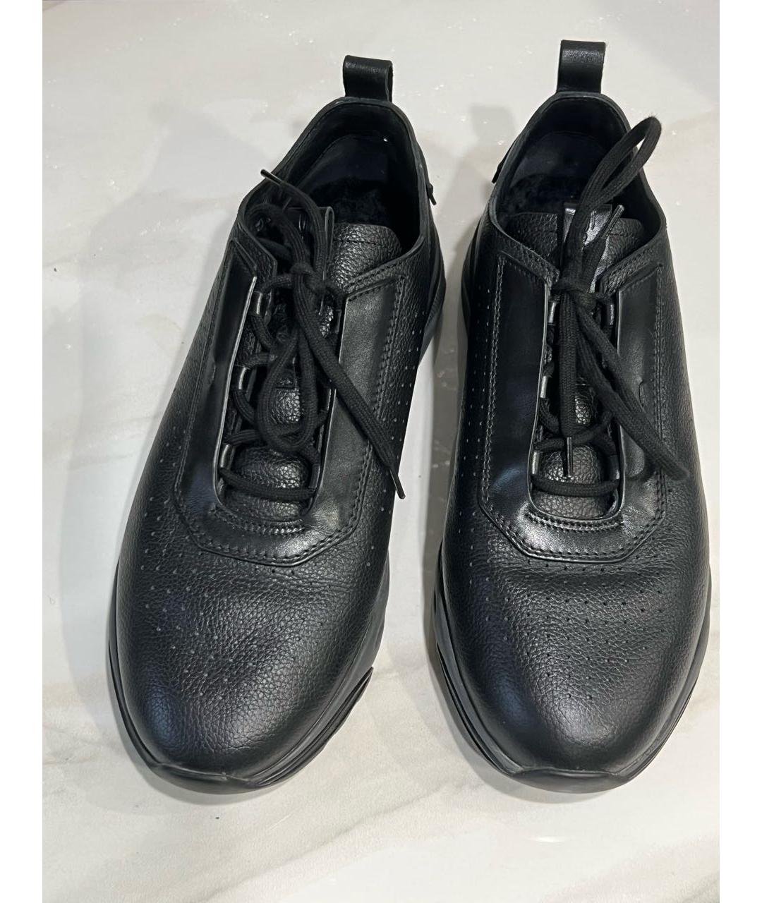 SANTONI Черные кожаные низкие кроссовки / кеды, фото 2