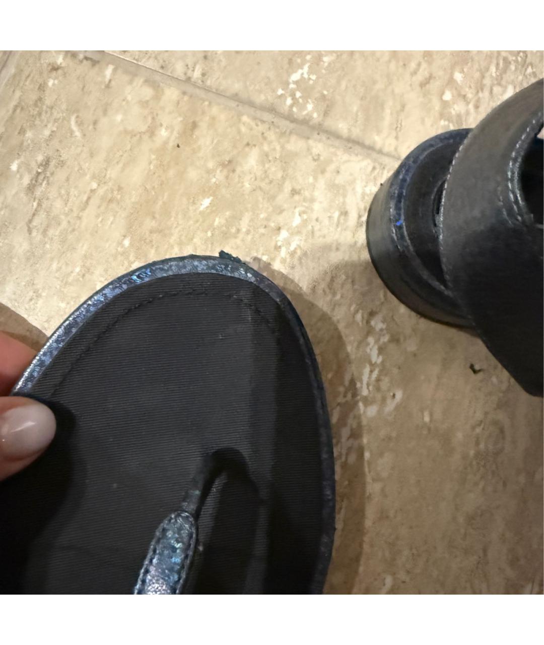 CHANEL Темно-синие кожаные сандалии, фото 8