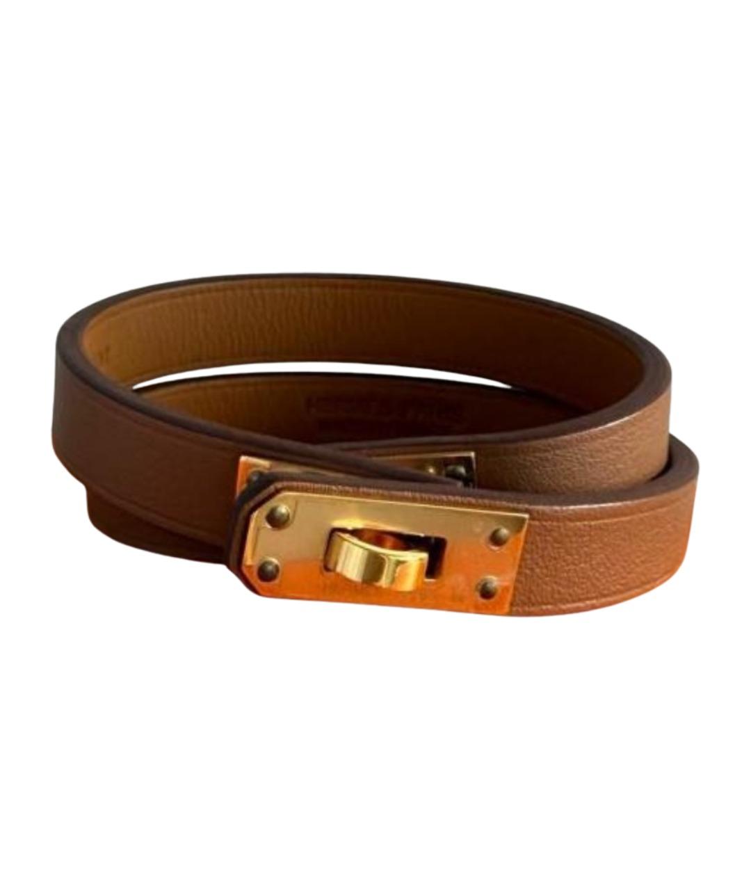 HERMES Коричневый кожаный браслет, фото 1