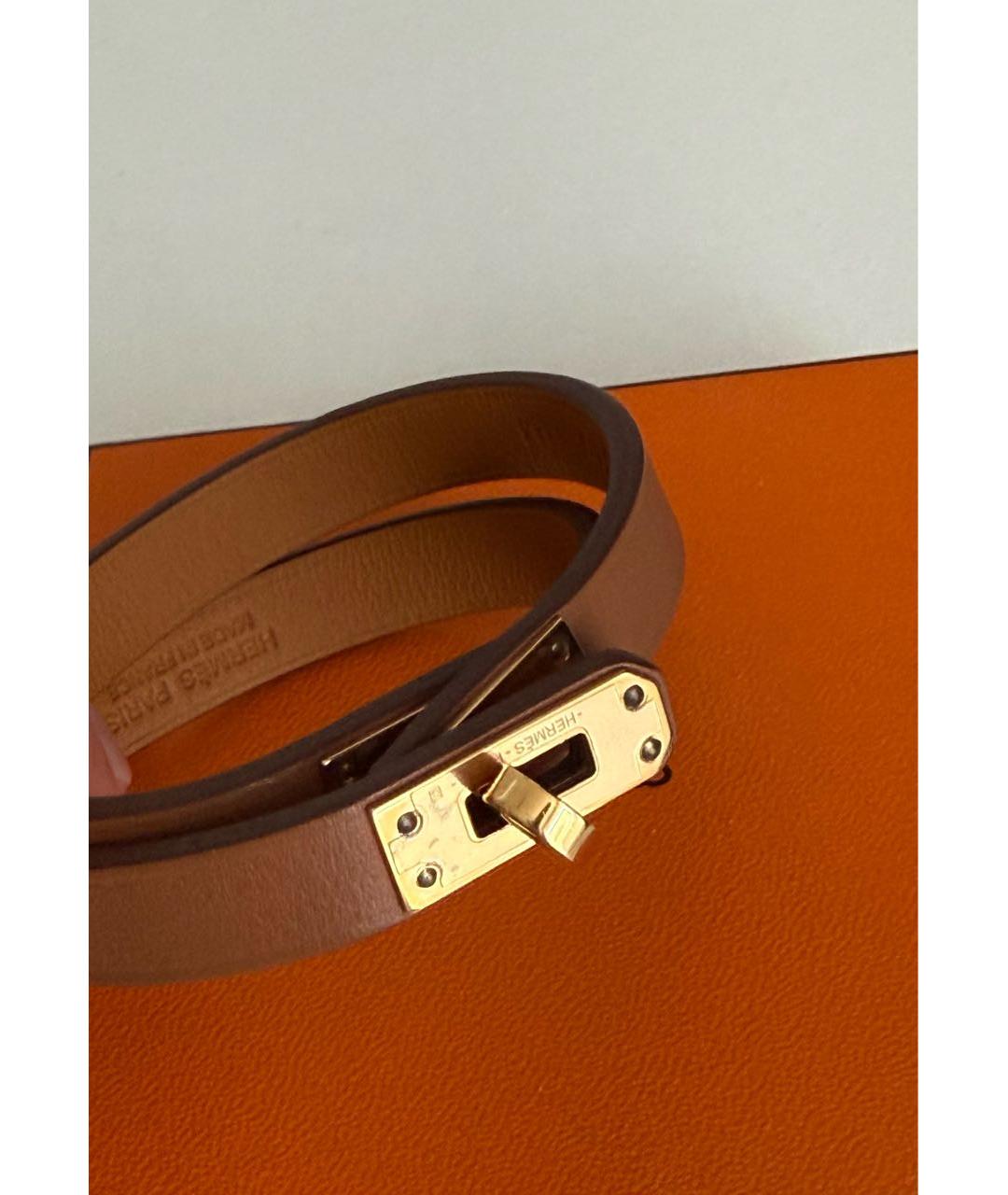 HERMES Коричневый кожаный браслет, фото 3