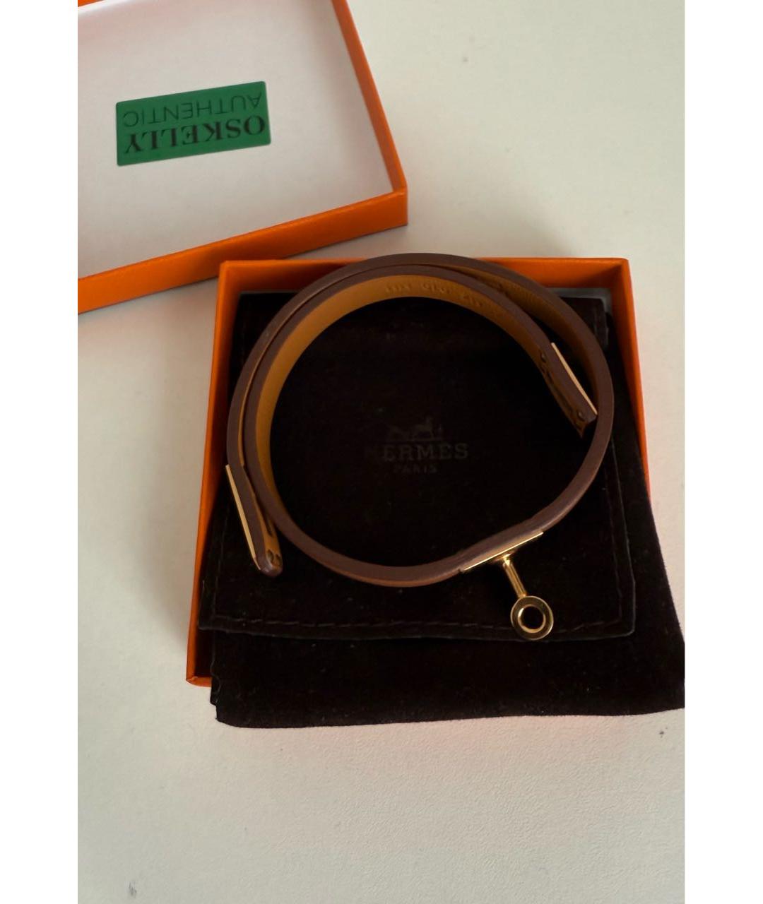 HERMES Коричневый кожаный браслет, фото 5