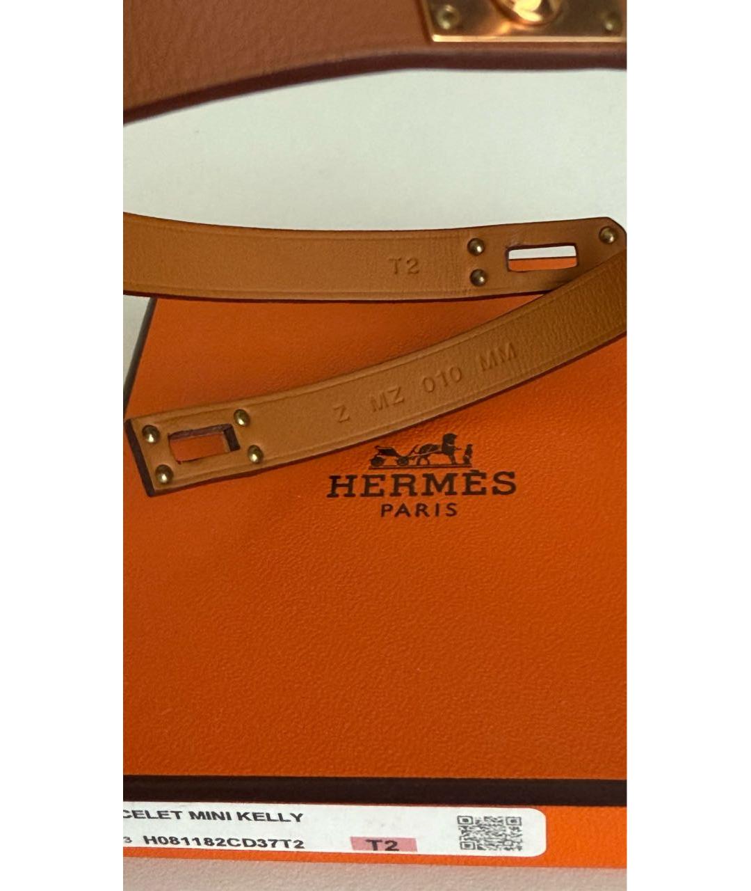 HERMES Коричневый кожаный браслет, фото 4