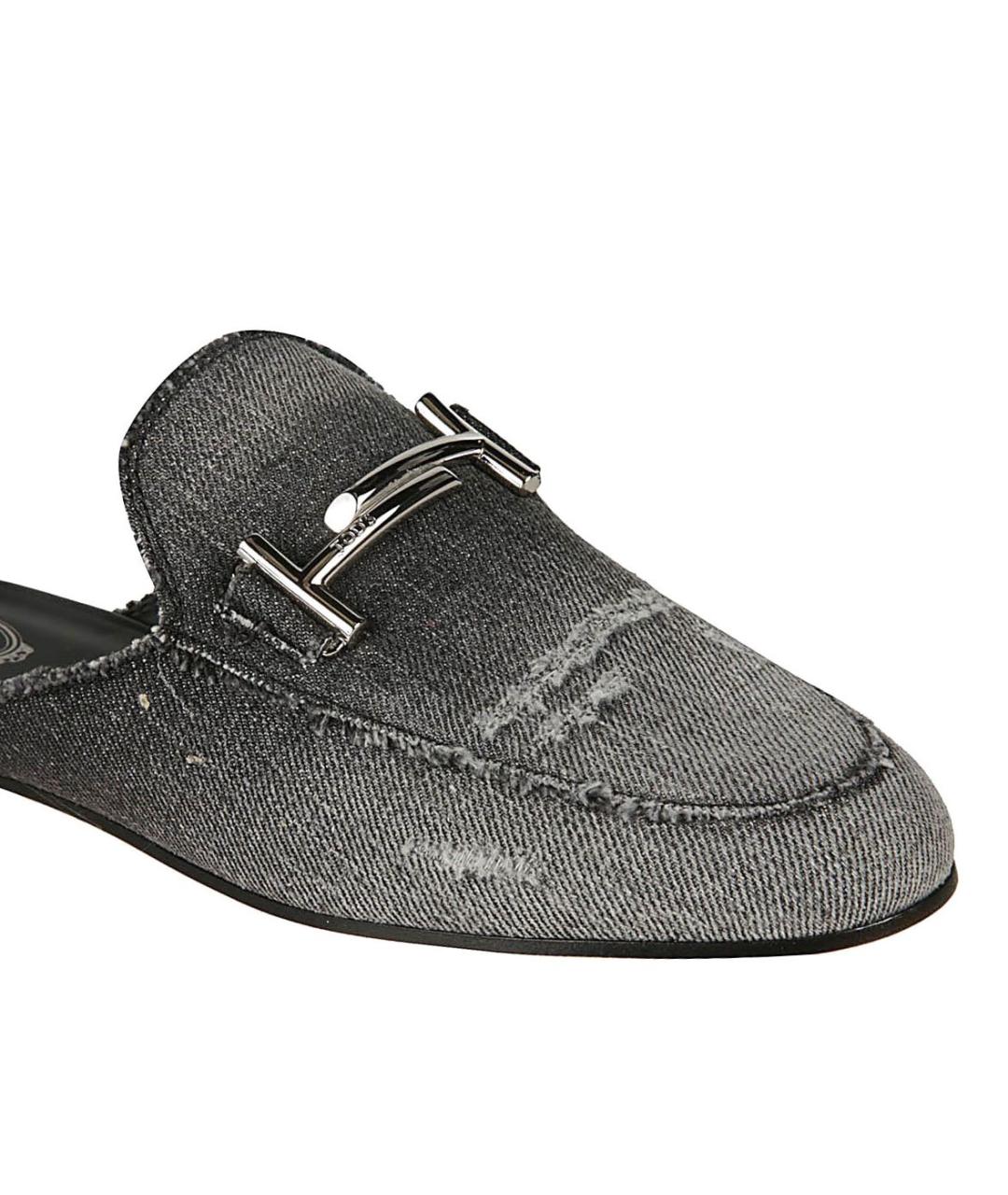 TOD'S Серые текстильные мюли, фото 6
