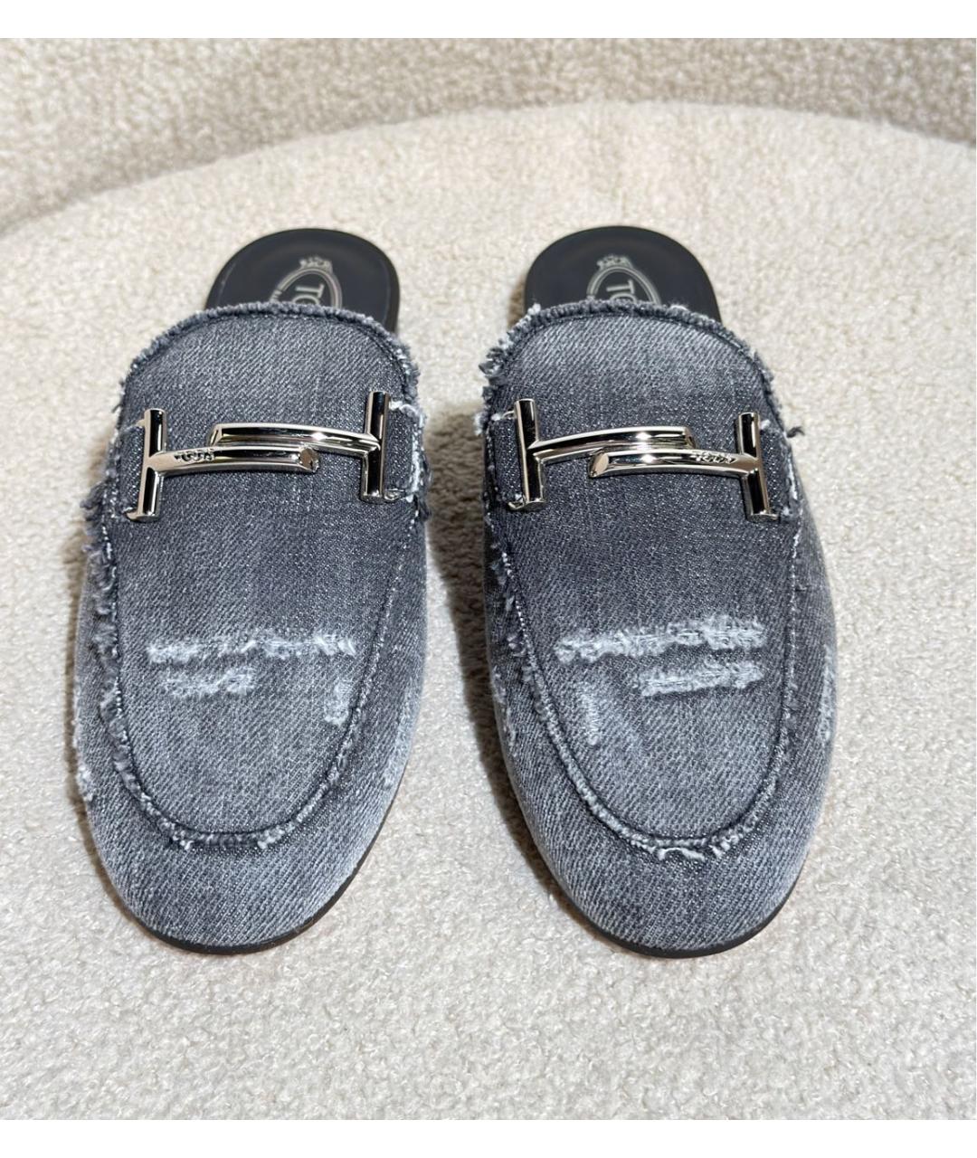 TOD'S Серые текстильные мюли, фото 2