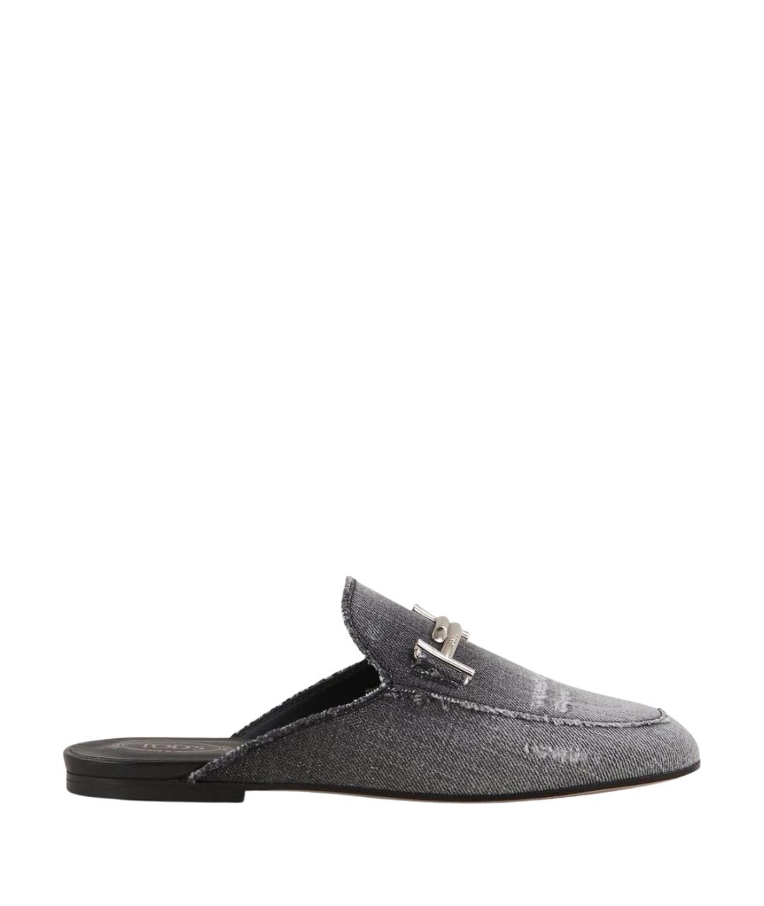 TOD'S Серые текстильные мюли, фото 1