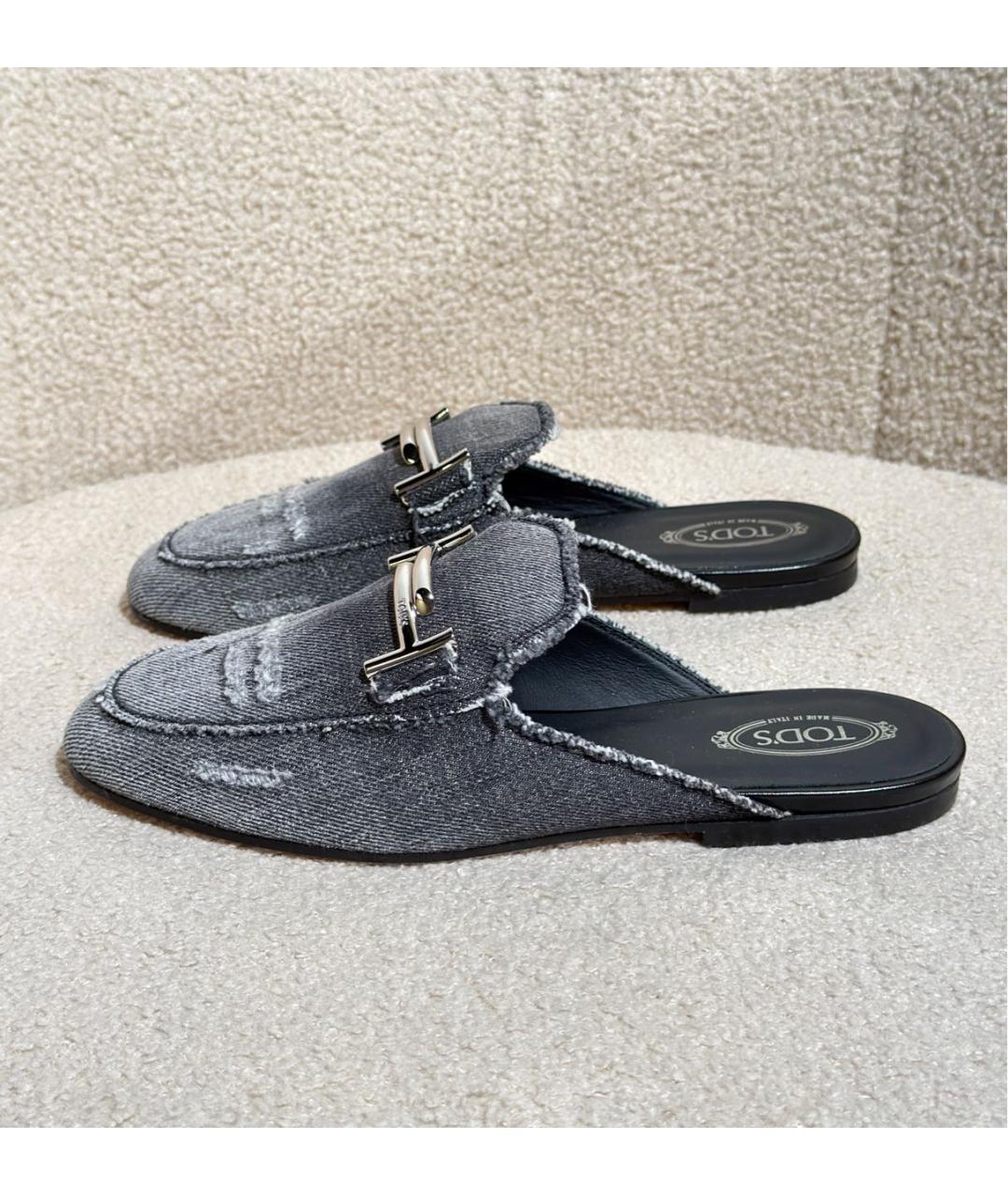 TOD'S Серые текстильные мюли, фото 7