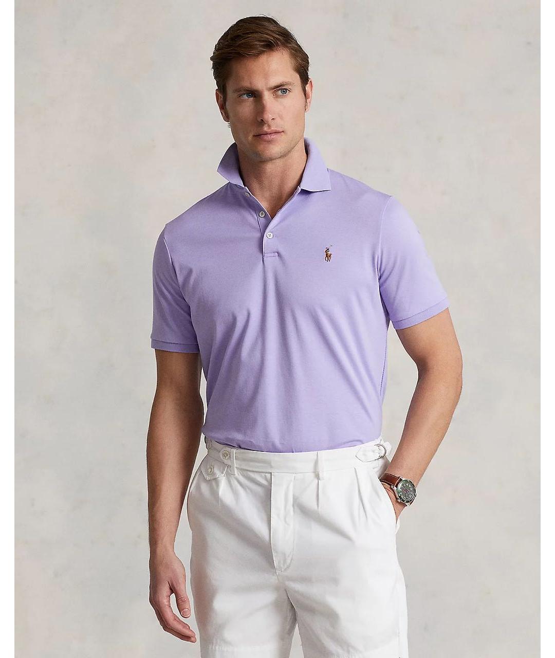 POLO RALPH LAUREN Фиолетовое хлопковое поло с коротким рукавом, фото 5