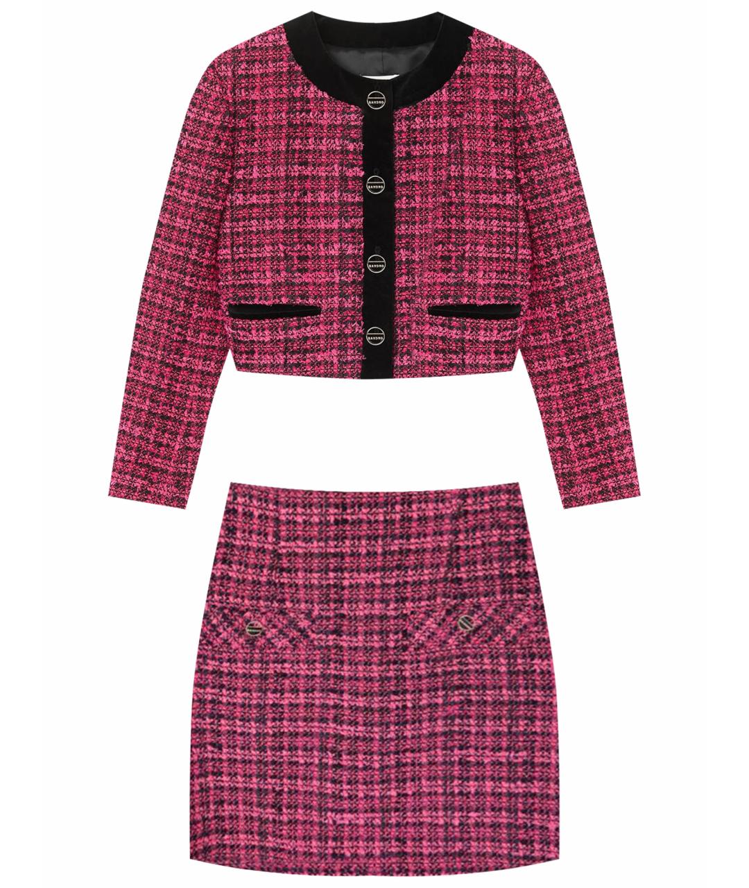 SANDRO Фуксия хлопковый костюм с юбками, фото 1