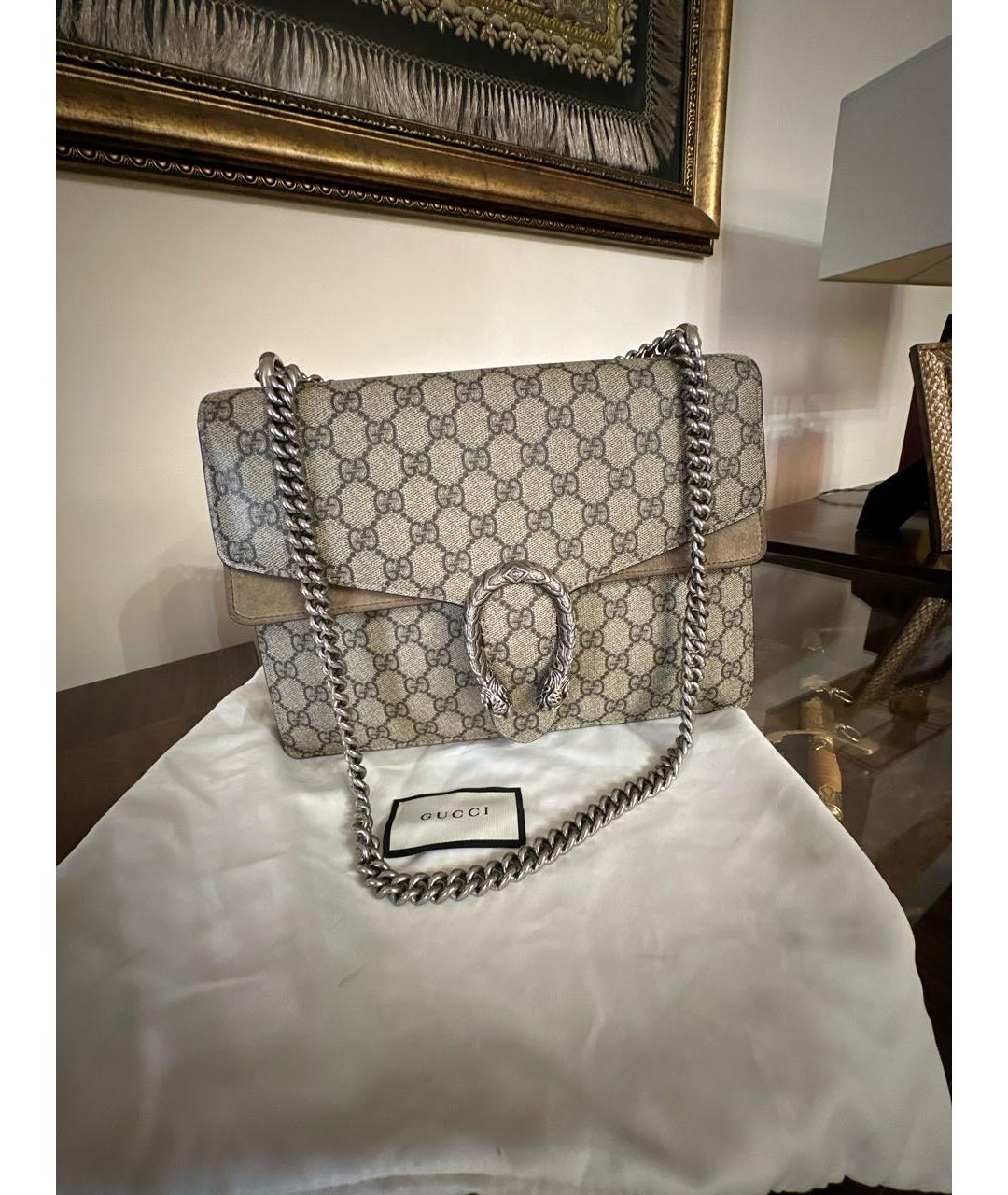 GUCCI Бежевая кожаная сумка через плечо, фото 7