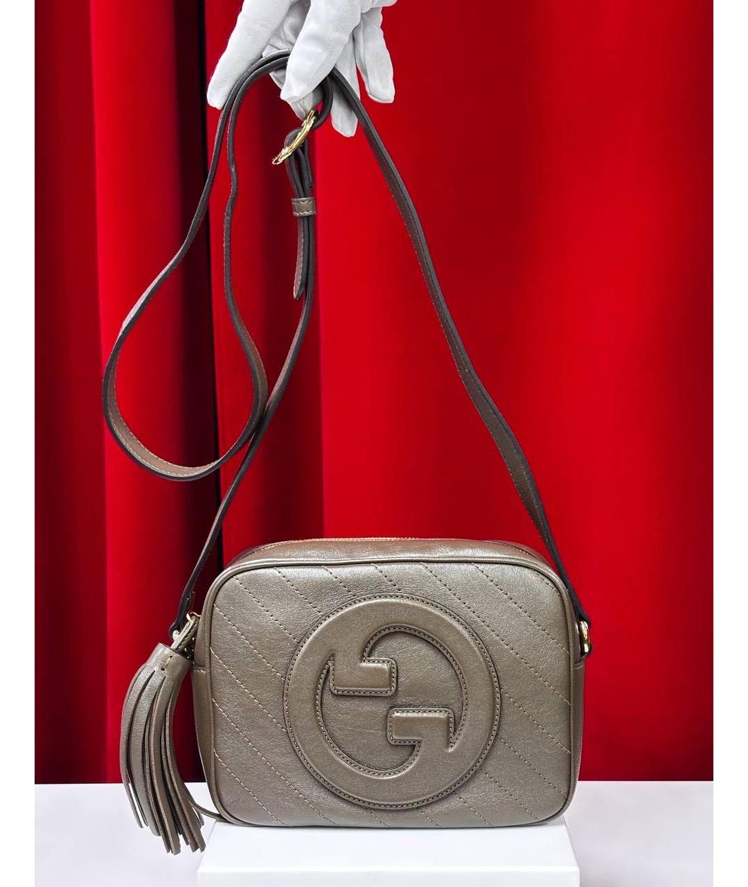 GUCCI Хаки кожаная сумка через плечо, фото 5