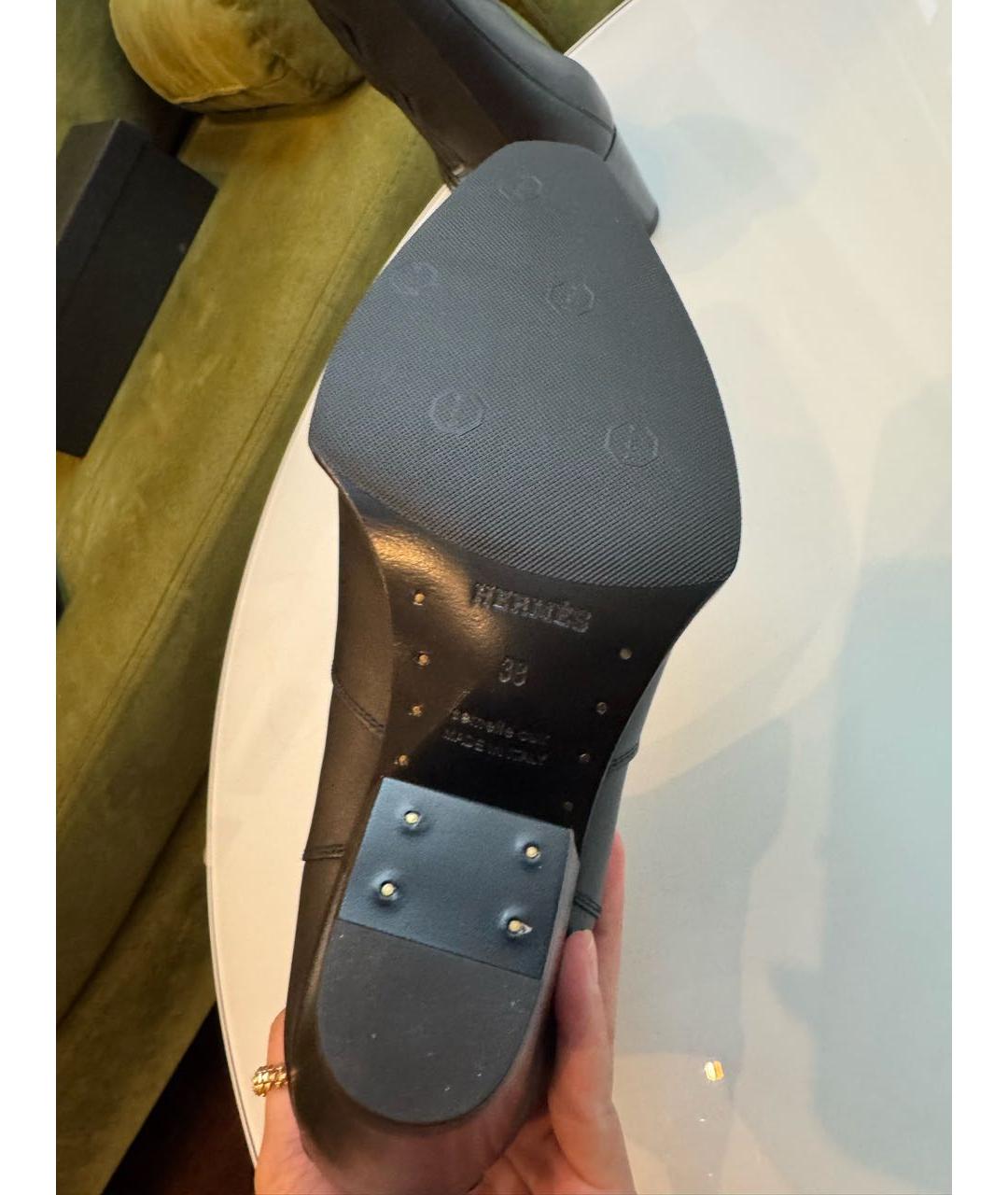 HERMES Черные кожаные ботильоны, фото 4