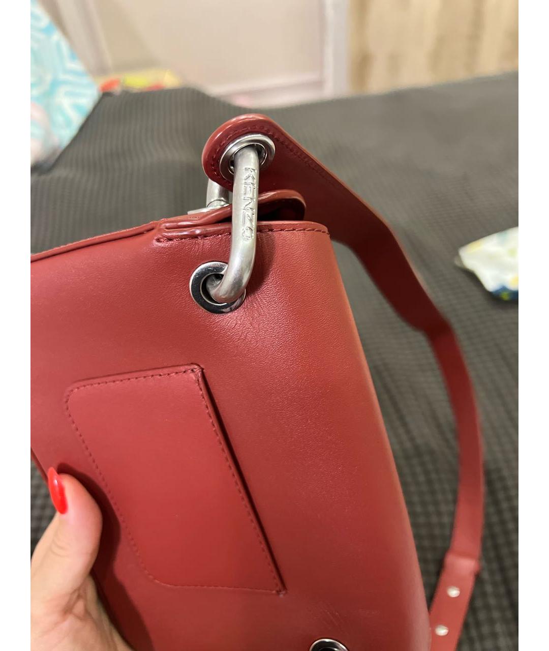 KENZO Красная кожаная сумка через плечо, фото 6