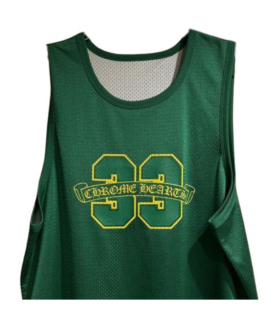 CHROME HEARTS Зеленая хлопковая майка, фото 3