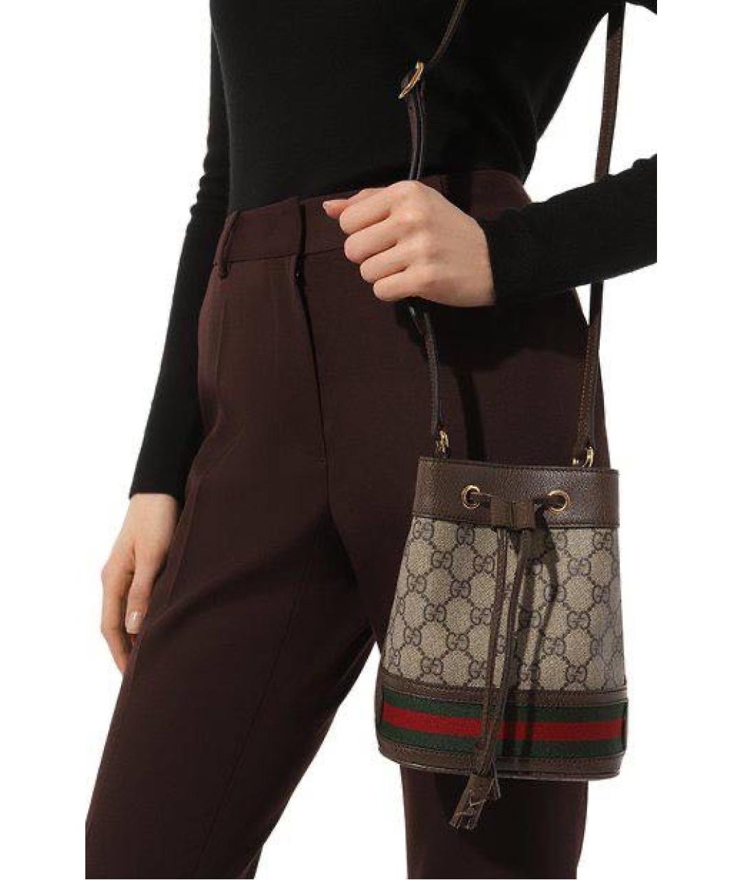 GUCCI Коричневая кожаная сумка через плечо, фото 3