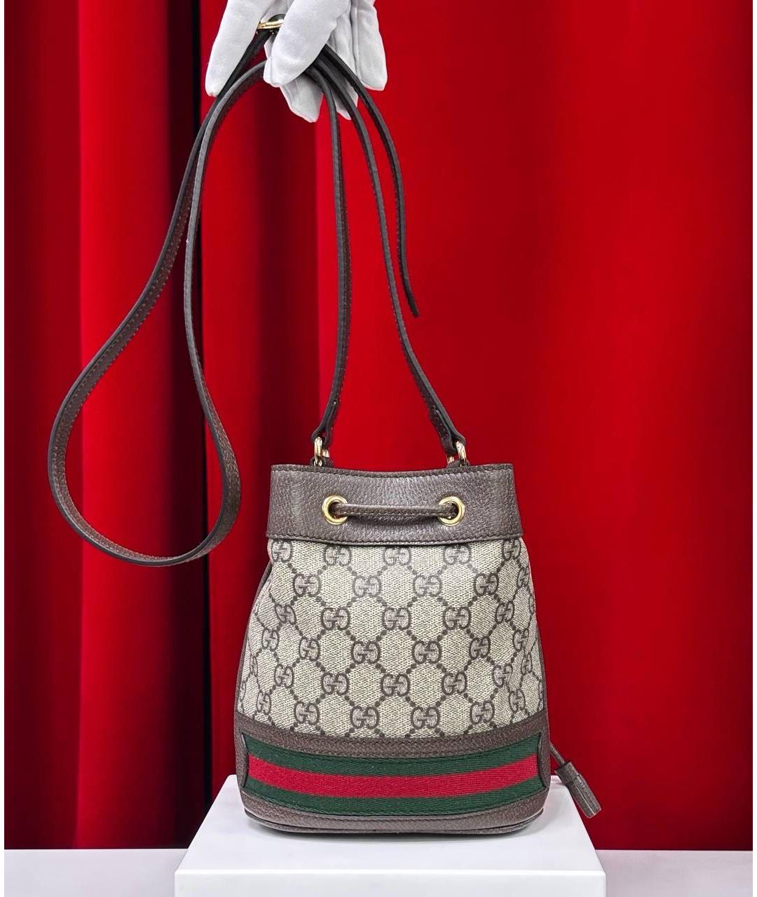 GUCCI Коричневая кожаная сумка через плечо, фото 5