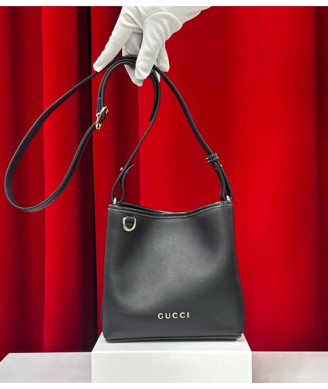 GUCCI Черная кожаная сумка через плечо, фото 5