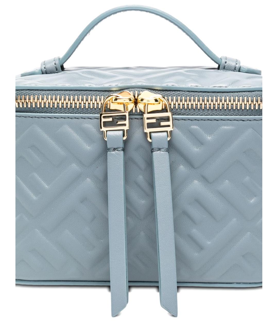 FENDI Голубая кожаная сумка с короткими ручками, фото 5