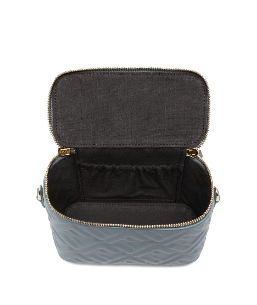 FENDI Голубая кожаная сумка с короткими ручками, фото 4