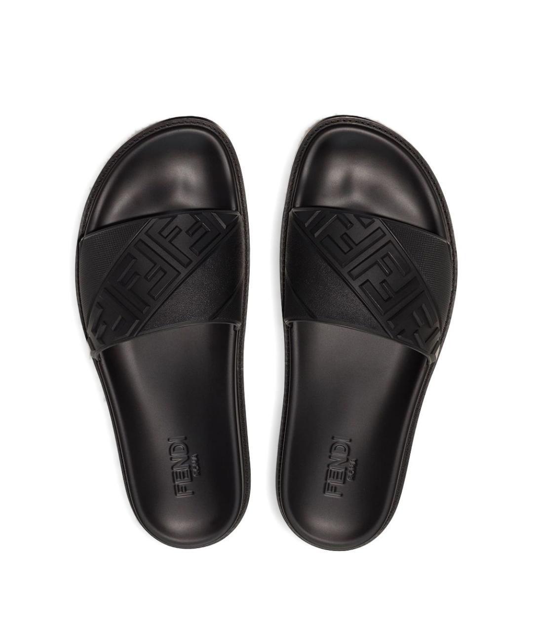 FENDI Черные синтетические шлепанцы, фото 3