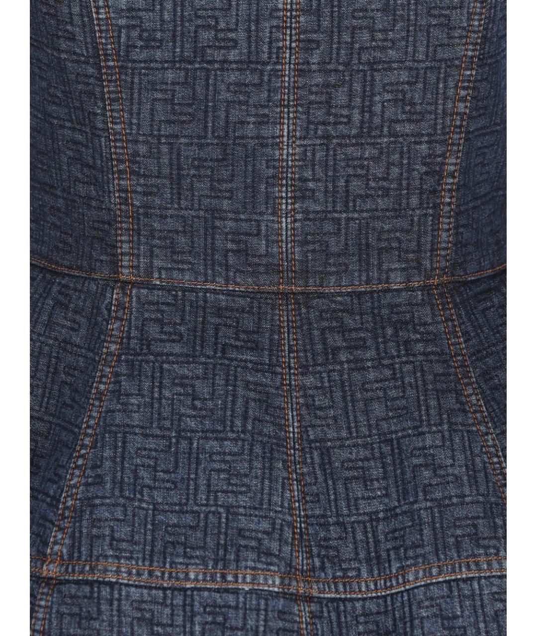 FENDI Темно-синее хлопковое повседневное платье, фото 4